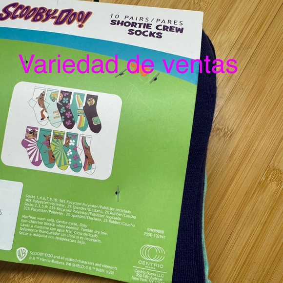 Warner Bros Scooby Doo Women's Graphic Crew Socks, 10-Pack, Shoe Sizes 4-10 - Picture 3 of 4